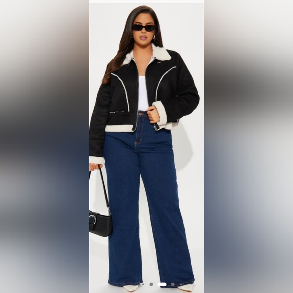 Fashion Nova Black and White Teddy Jacket